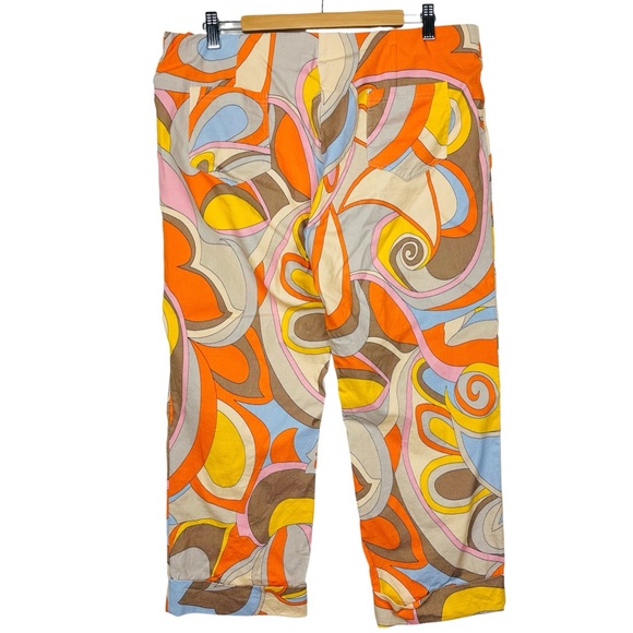 Insight Vintage Retro 70s Psychedelic Print Stretchy Colorful Cropped Pants 16 - Picture 2 of 8
